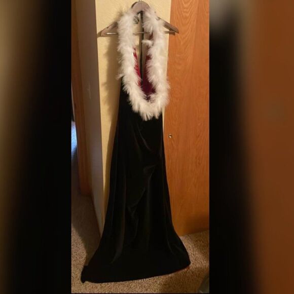 6 FT Premium Reversible Velvet Royal Cloak/Cape - Ostrich Feather Trim - Picture 6 of 9